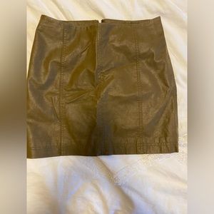 Olive green leather skirt